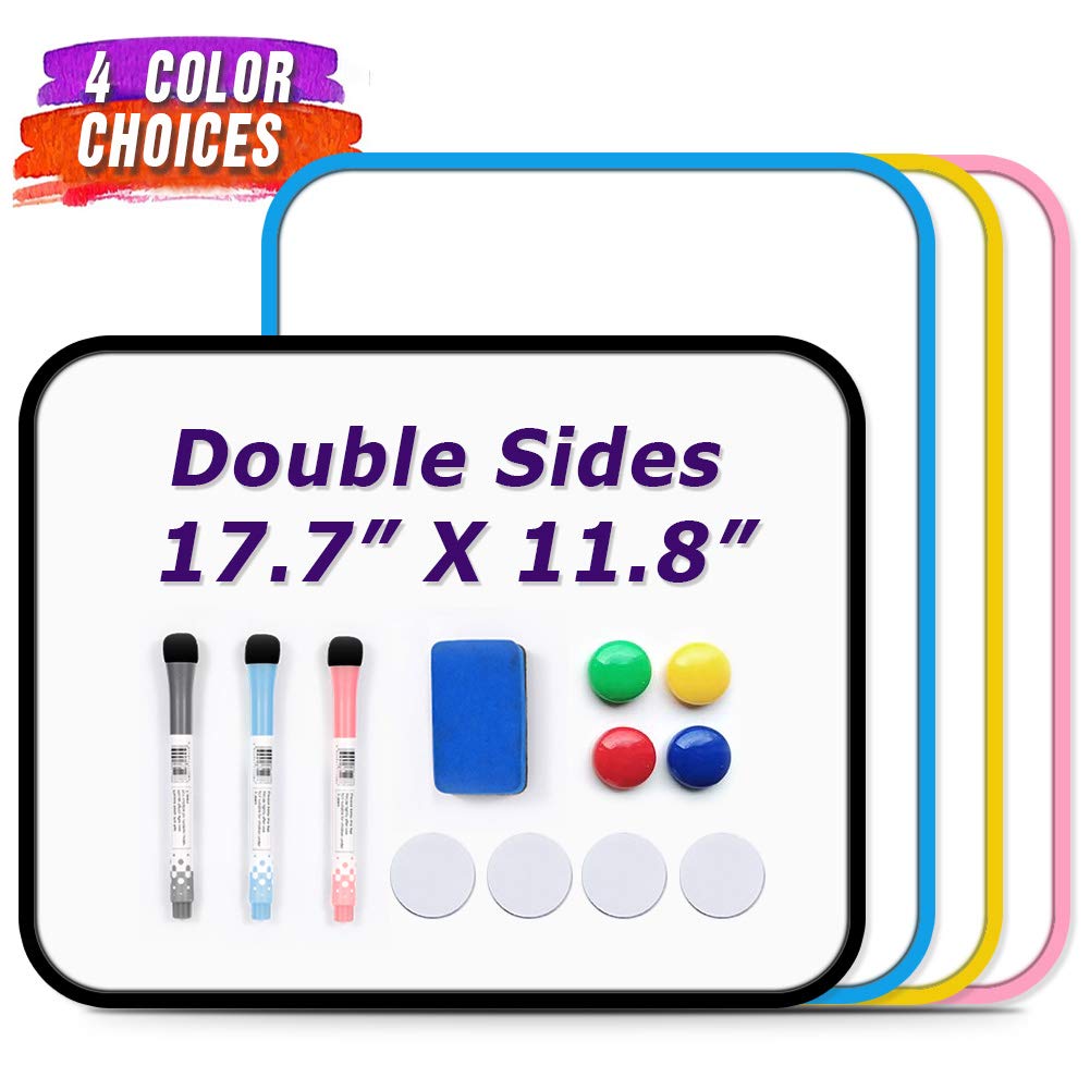 Dry Erase Boards SIOSSION Magnetic White Board Double Sided Paste Message Scoreboard Easy to Clean Wall White Board for School Office (1 Pack)