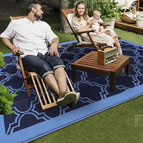 Maghosu Outdoor Rugs 5x8Ft, RV Rug Camping Rug,Outdoor Plastic Straw Rug Patio Rugs for Outdoors,Backyard, Deck, Picnic, Beach, Trailer(Navy Blue) - Image 3