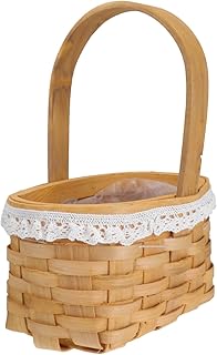 BUGUUYO 1 peça cesta de flores portátil de vime cesta de armazenamento de vime cesta de armazenamento de vime cesta de armazenamento de vime decoração de mesa cesta de armazenamento doméstico presente