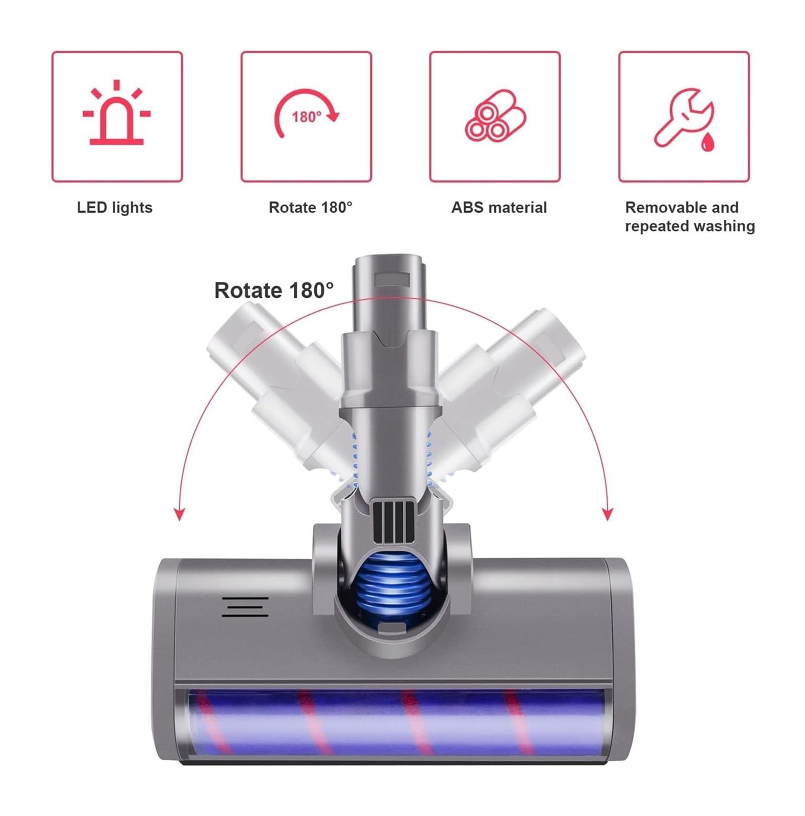 Cepillo De Suelo con Cabezal De Rodillo Y Barredora Suave For Aspiradora, Accesorio con Cabezal De Cepillo Motorizado, Compatible con Dyson V6, DC58, DC59, DC61 Y DC62.