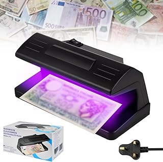 Geldscheinprüfer, Falschgeld-Detektor, UV-LED-Licht-Geldprüfer, Geldzähler für Polymer- und Papierbanknoten, für verschiedene kommerzielle Standorte (UK-Stecker)
