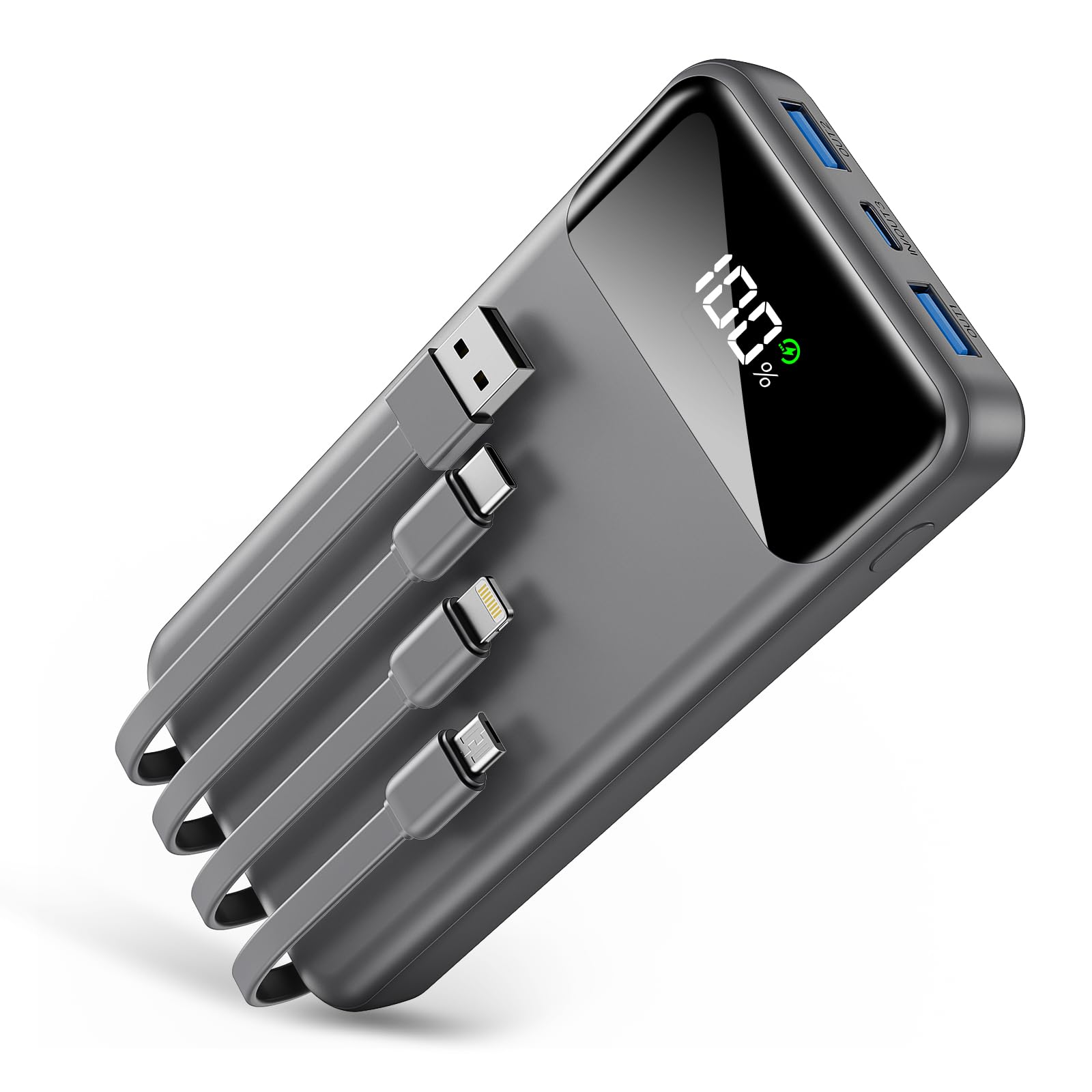 モバイルバッテリー 4つ 充電器 1つ ケーブルセット Amazon | モバイルバッテリー 大容量 56800mAh 【4つのケーブル内蔵