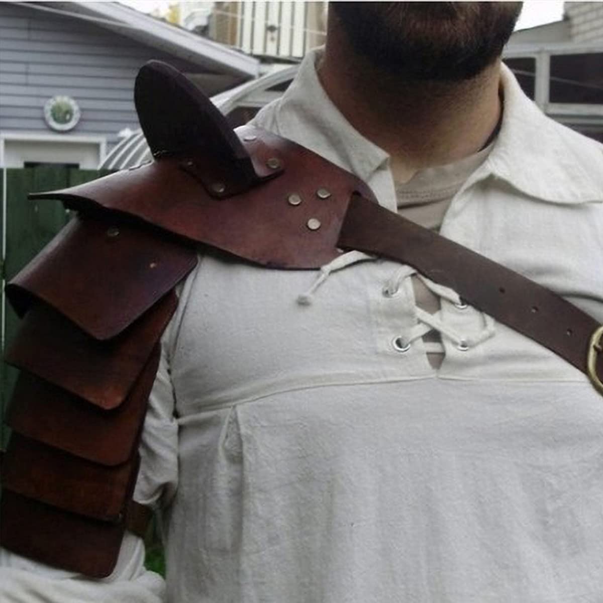 Armure D’épaule Médiévale En Cuir PU – Harnais Réglable Cosplay Viking, Guerrier, LARP, Halloween
