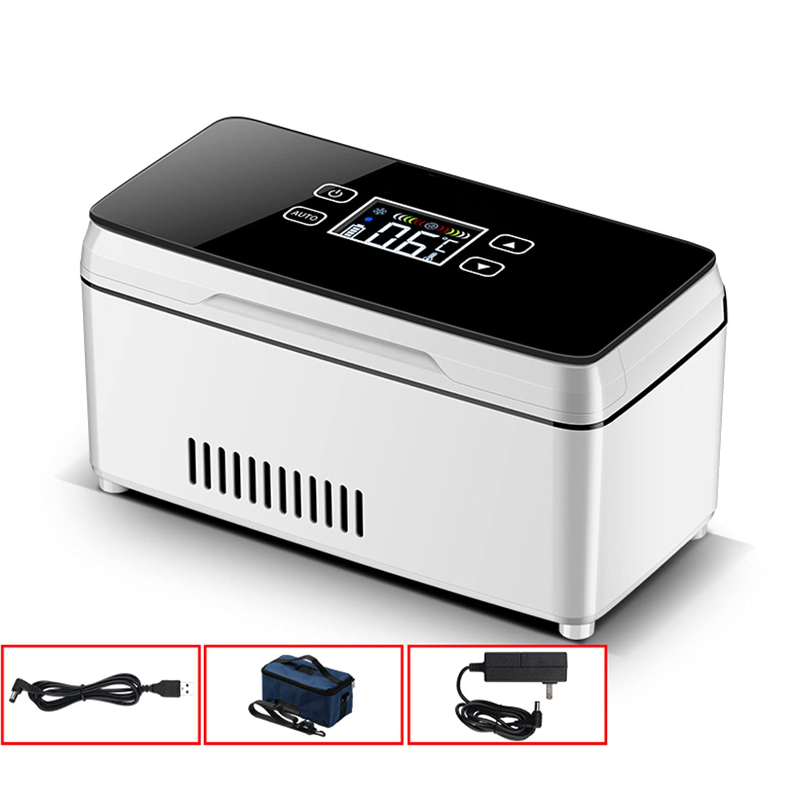 Przenośna chłodziarka do insuliny, chłodziarka, wyświetlacz LED, 2-8℃, chłodziarka do leków, etui podróżne, chłodziarka do insuliny, mini lodówka na leki, z 3 bateriami (z 2 bateriami) (bez bate