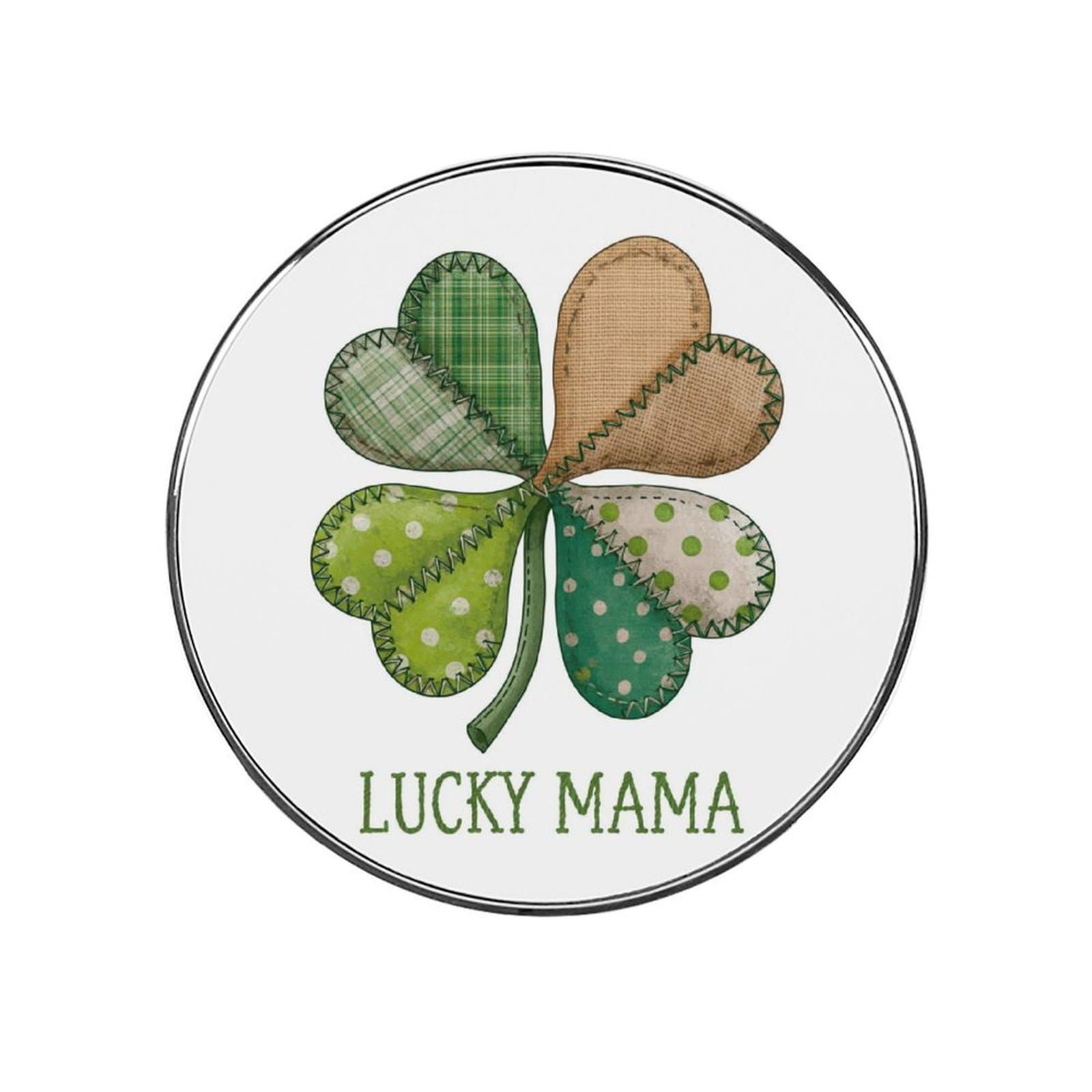 Four-leaf Clover Patchwork LUCKY MAMA Fridge Magnets DIY Art Round Magnetic Refrigerator Sticker for Home Kitchen Car Garage Decor