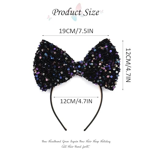 Miniatura 2 de Catery Diadema de lazo de Navidad lazo de lentejuelas para el cabello bonita banda de Navidad para fiestas de Navidad accesorio para mujeres y niños