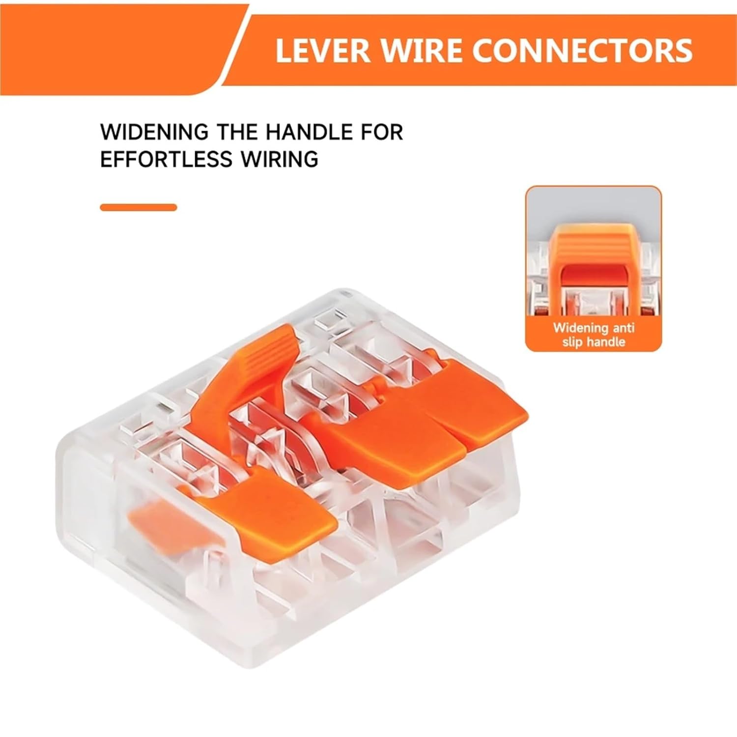 Lever Wire Connectors 100Pcs Orange Universal Type Lever Wire Connectors Quick Connect Terminal Block Plug-in Terminals 250V 32A for Electrical Wiring for Circuit Inline(PCT-415)