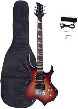 36 Inch Beginner Electric Guitar Kit, 6 Strings Electric Guitar,Complete Electric Guitars Set with Bag, Shoulder Strap, Amp Wire, Wrench Tool,Tremolo Arm and Picks,Sunset Color