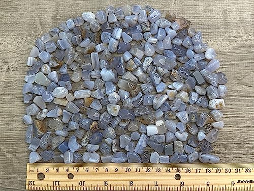 Image of GAF TREASURES 2 oz Lot Natural Blue Chalcedony Semi Tumbled Gemstone Chips, Crushed Mini Crystals, Undrilled Crystal Chips (Blue Chalcedony)