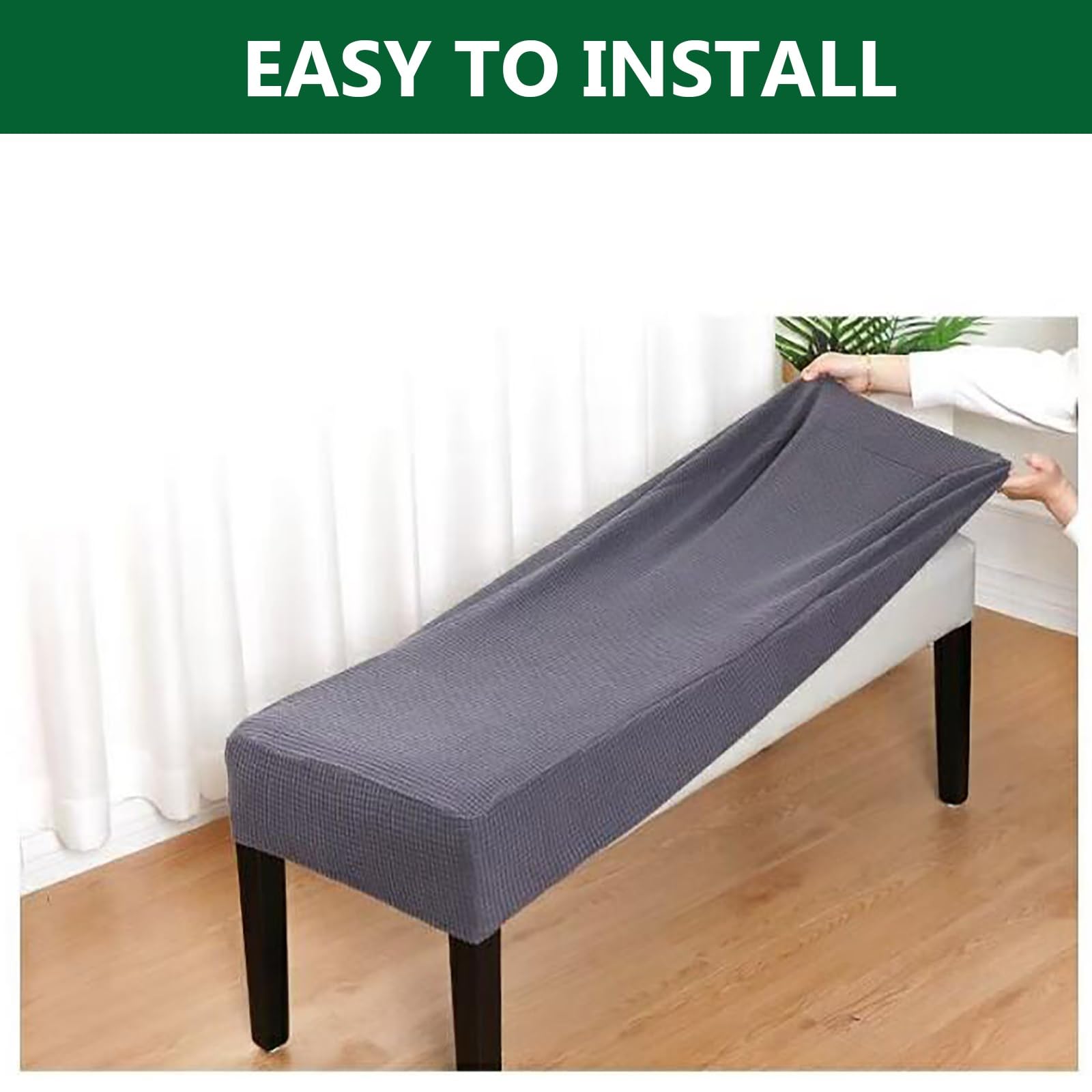 Fodera protettiva elasticizzata e lavabile, rimovibile, per panca rettangolare, per sala da pranzo, soggiorno, camera da letto, cucina (colore: grigio scuro, 130-150 cm)