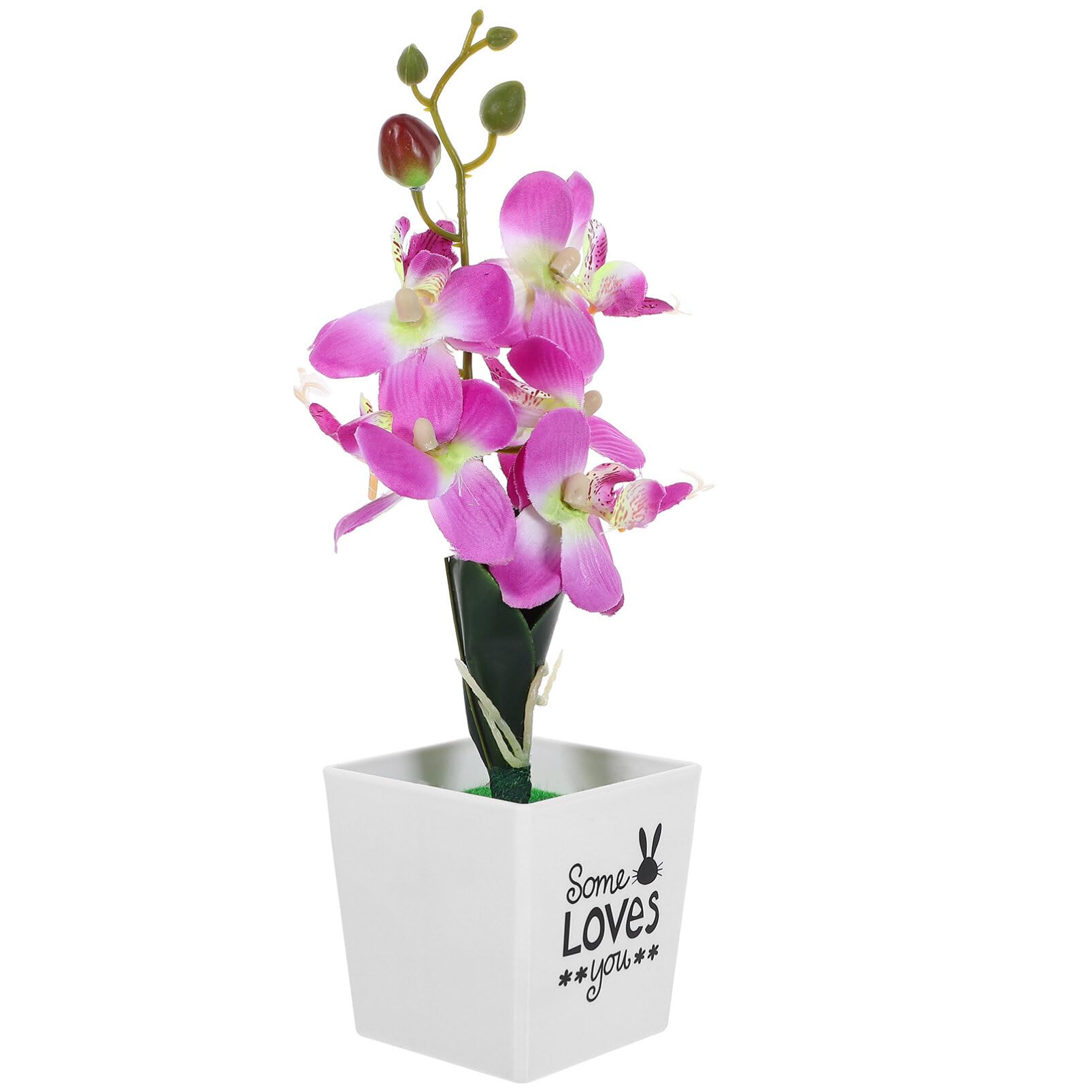 HOMSFOU Artificial Moth Orchid Bonsai Decoration Tabletop Faux Potted Flower for Home Office Garden Realistic Simulation Plant for Bedroom Decor - Image 3
