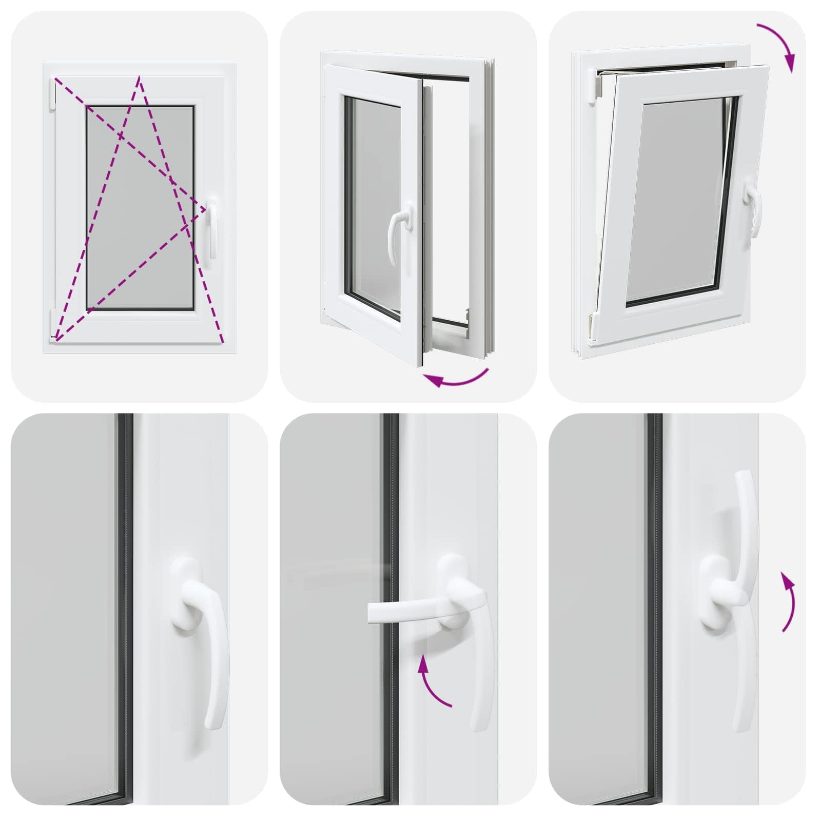 vidaXL Ventana de sótano RISOR 50 x 75 cm PVC y Vidrio Blanco, Sótano, Aislante Térmico Moderno y Duradero para Ventanas Eficientes, Accesorios de Vidrio PVC Aislantes