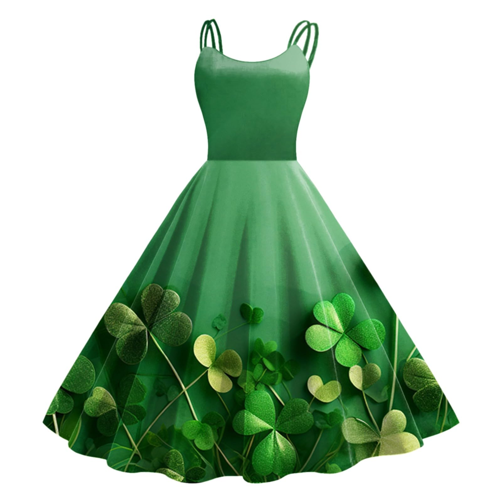 Womens St Patricks Day Fancy Dress Leprechaun Costumes Ireland Irish Lucky Shamrock Dress Saint Patricks Day Green Irish Outfits Gown CocktailGreen Sleeveless Paddy'sFancy Dres Party — image 1