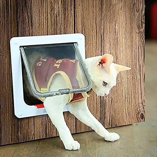 Katzenklappe, leise Haustiertüren für Katzen, 4-Wege-verriegelbare Katzen- und Hundetür für Innen- und Außentüren, geeignet für Fenster und Wände. M: 19 x 19,7 x 5,3 cm