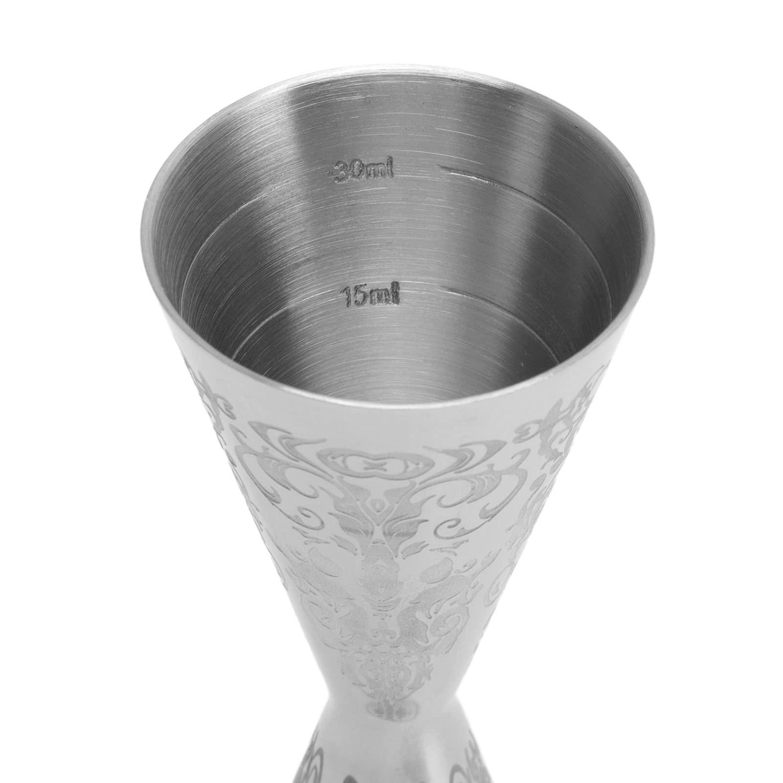 CHICIRIS Jigger for Bartending, Stainless Steel Cocktail Jigger Double Jigger 2 oz 1 oz, Engraved Cocktail Measuring Cup Japanese Jigger with Measurements Inside, 4.1in Silver