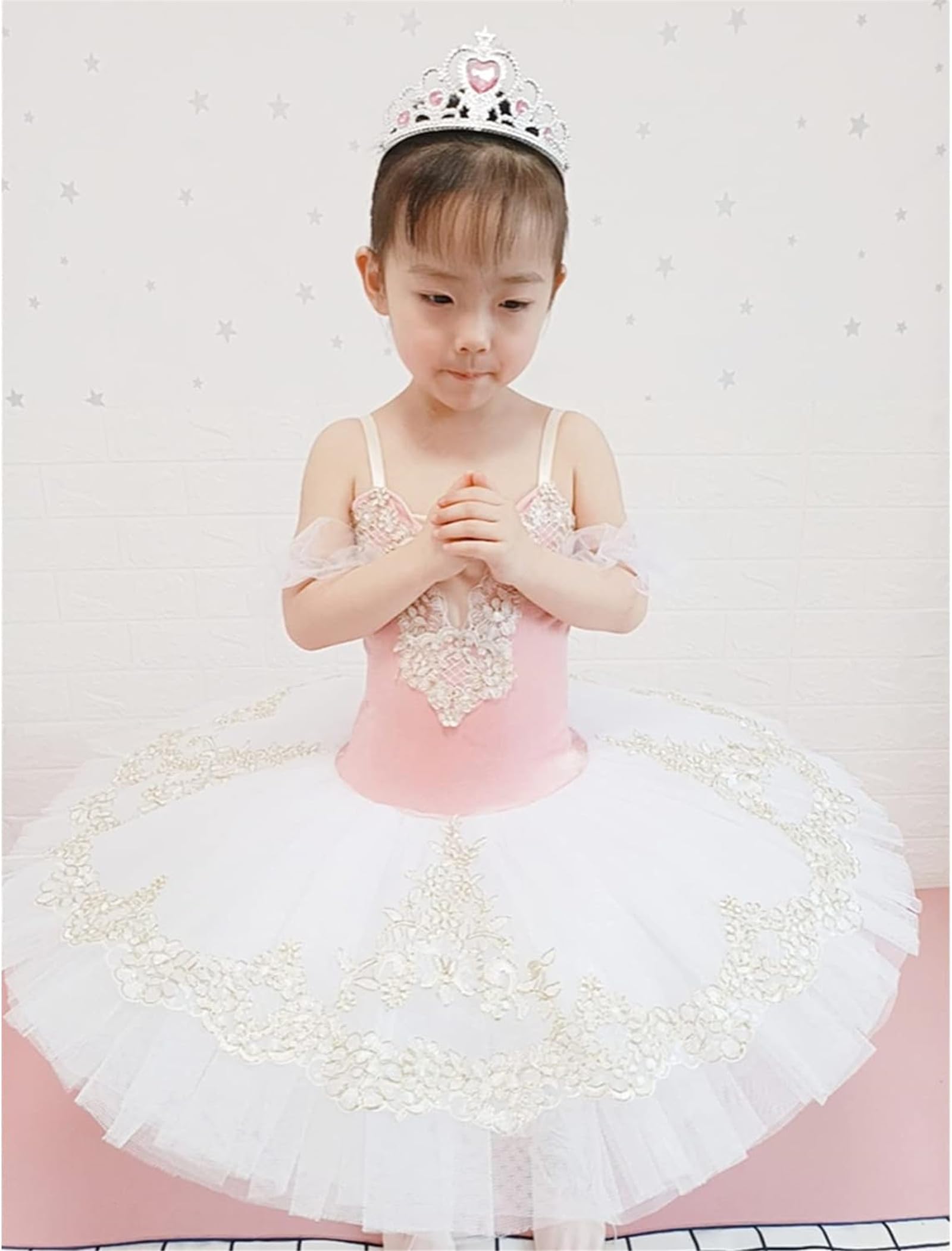 Enfants Filles Ballet Danse Gymnastique Justaucorps Tutu Tulle Jupe Robe Or Brodé Cygne Ballerine Costume Princesse Patinage Ballroom Performance Vêtements De Danse
