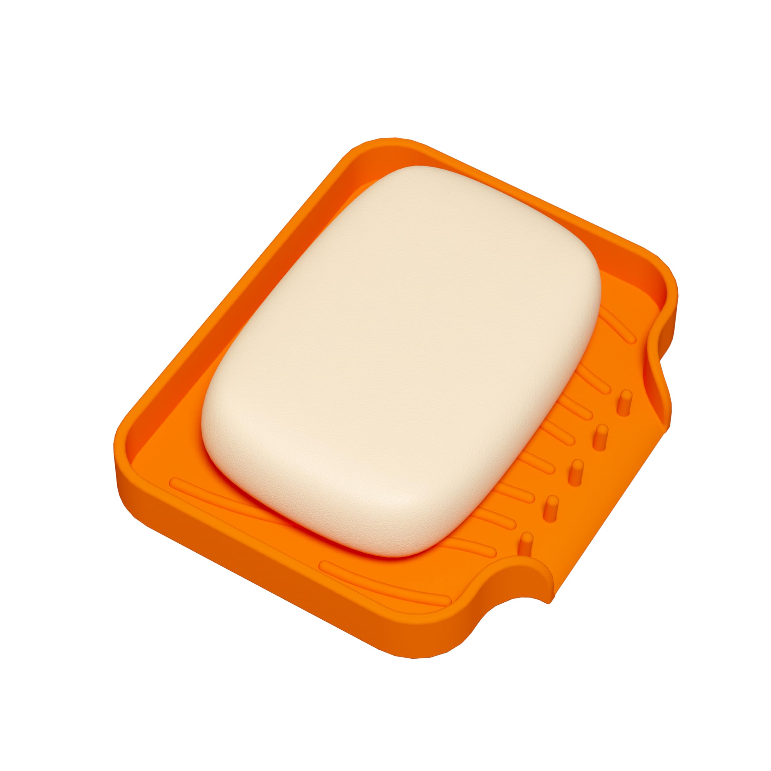 2-Pack Silicone Soap Dishes,self draining Bathroom Soap Holder with Non-Slip Suction Cup, Suitable for Shower, Bathroom, Orange
