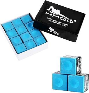 HMQQ Low-Dust Pool Cue Chalk, 12-Pack Billiard Chalk, 6 Color Options | Smooth, even tip coverage supports reliable grip and controlled cue-ball contact for home tables, bars, clubs and practice.