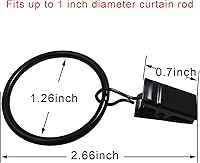Vista 2 de Paquete de 100 anillos de cortina con clips, clips para cortinas con anillos, anillos de cortina de 1.26 pulgadas de diámetro interior, se adapta a