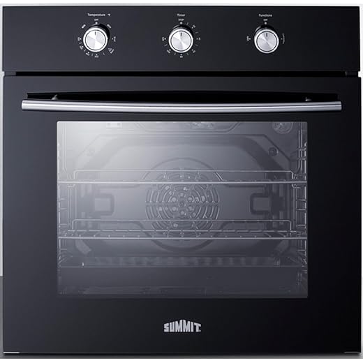Summit 24" LP Gas Single Wall Oven, 2.3 Cu.ft Jet Black Glass Door with Broil Bake and Convection Cooking Setting, Knob Control (Black, LP Gas)- SGW242BKLP