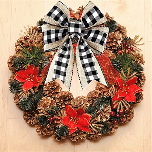 2 Rolls 12 Yards Buffalo Plaid Ribbons Burlap Wired Edge Plaid Ribbons 1.5 Inch Wide Check Gingham Fabric Craft Ribbon For Gift Wrapping Diy Bows Decoration Home Party Decor #TOP3