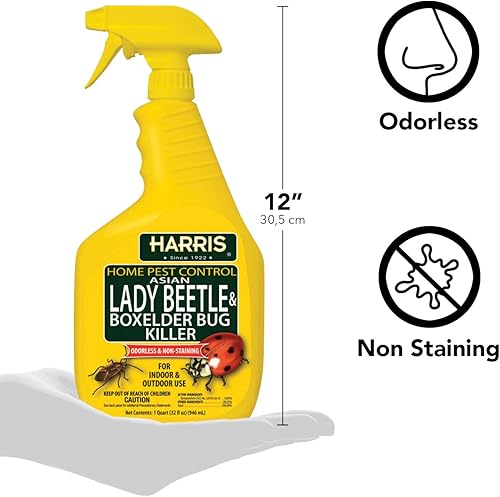 Miniatura 2 de Harris Asian Lady Beetle and Box Elder Killer, spray líquido con fórmula residual extendida sin olor y sin manchas (32 onzas)