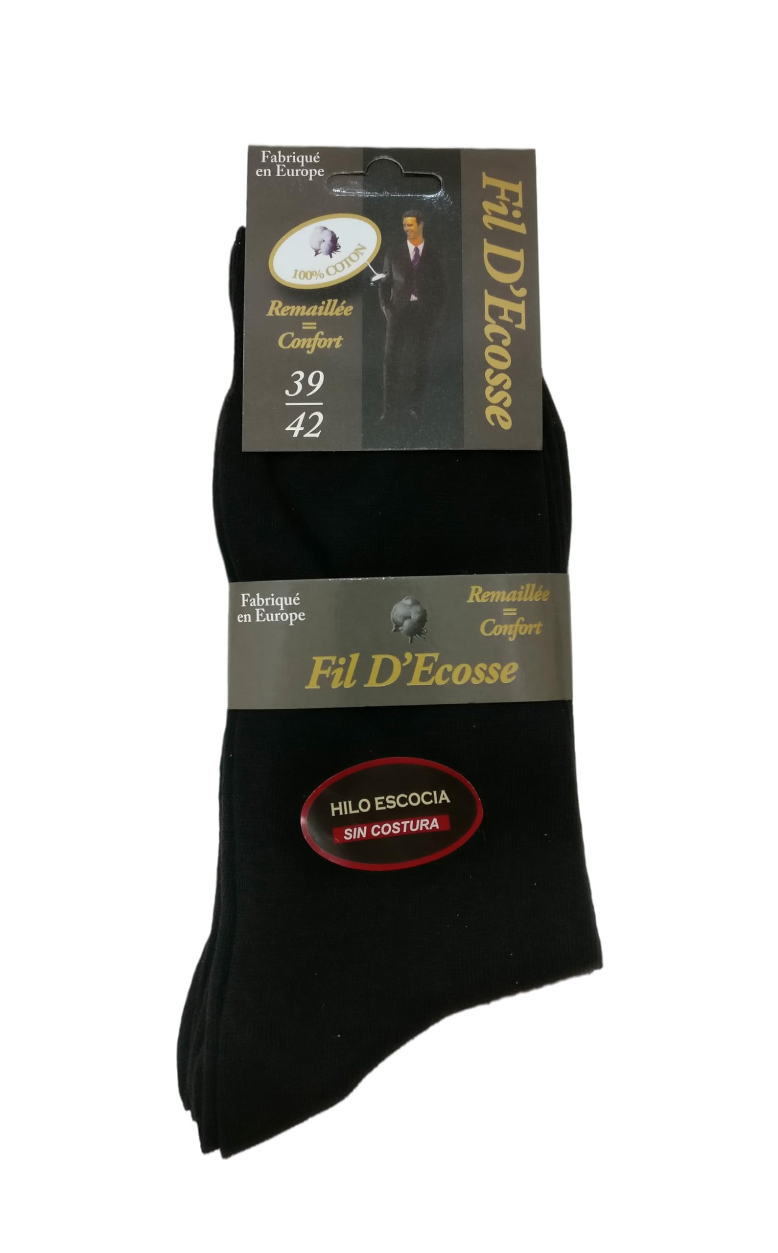 Fil D'Ecosse Pack 6 pares Calcetines hilo de escocia, Calcetines ejecutivos hombre, Calcetines hombre vestir 100% algodón, Talla M (39-42) y Talla L (43-46)