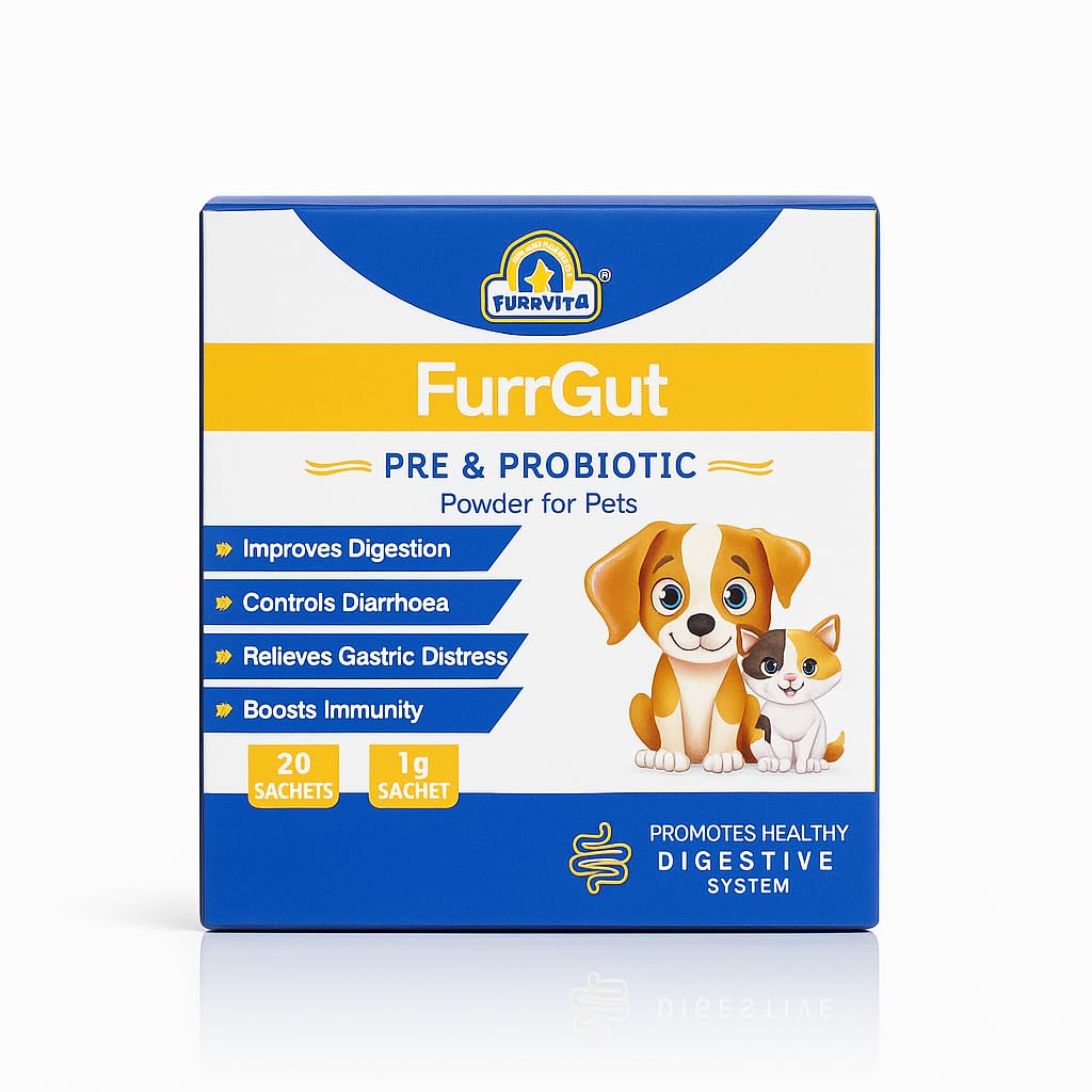 - FurrGut Pre & Probiotic for Dogs & Cats – 20 Sachets | Gut Health, Digestion & Immunity Support | Colostrum, Zinc, FOS, Natural Pre+Probiotics | Daily Tasty Powder Supplement
