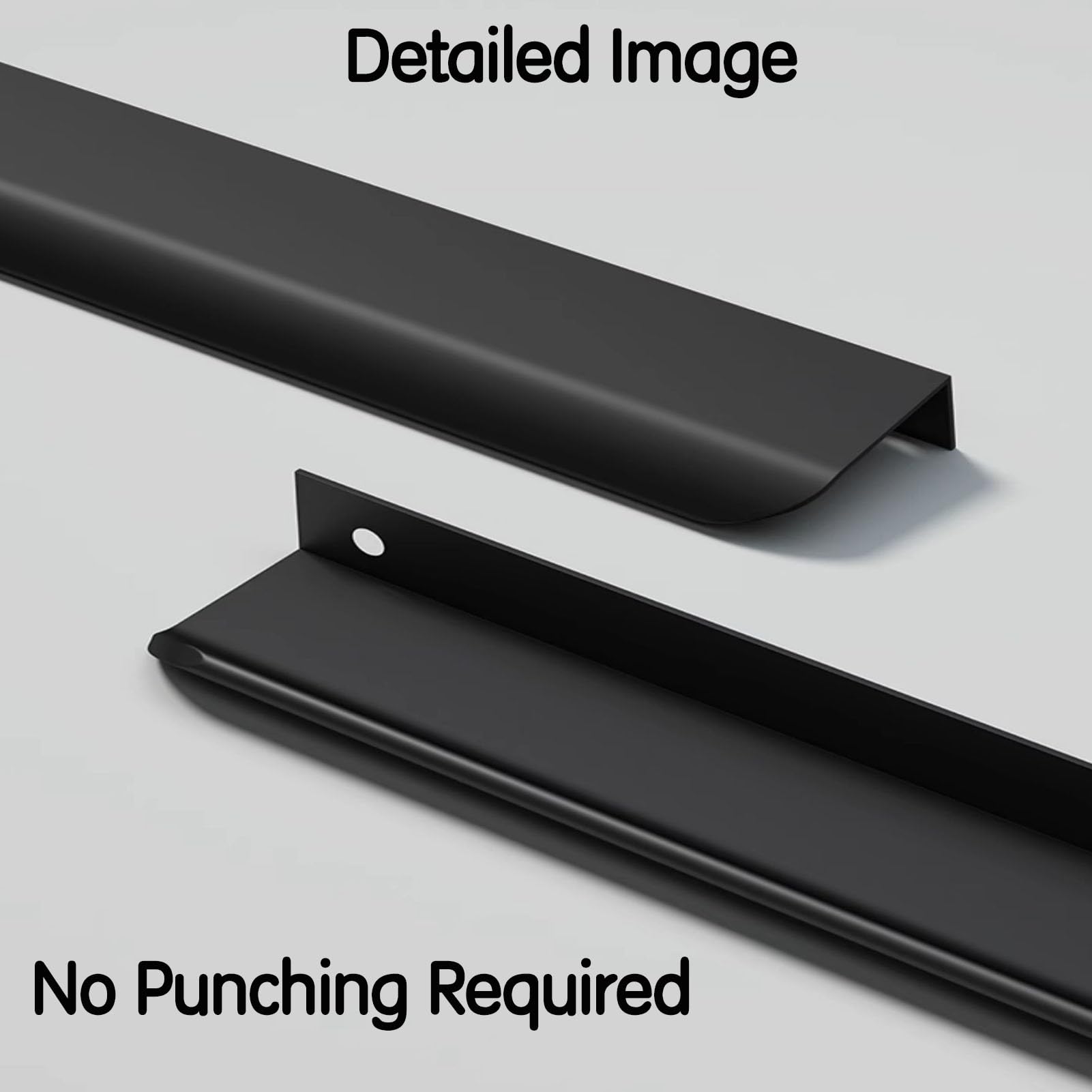 5 Stück Schwarze verdeckte Türgriffe, robuste Aluminium-Griffe mit Schrauben für Küchen- und Wohnzimmermöbel, einfache und schnelle Montage (150 mm)