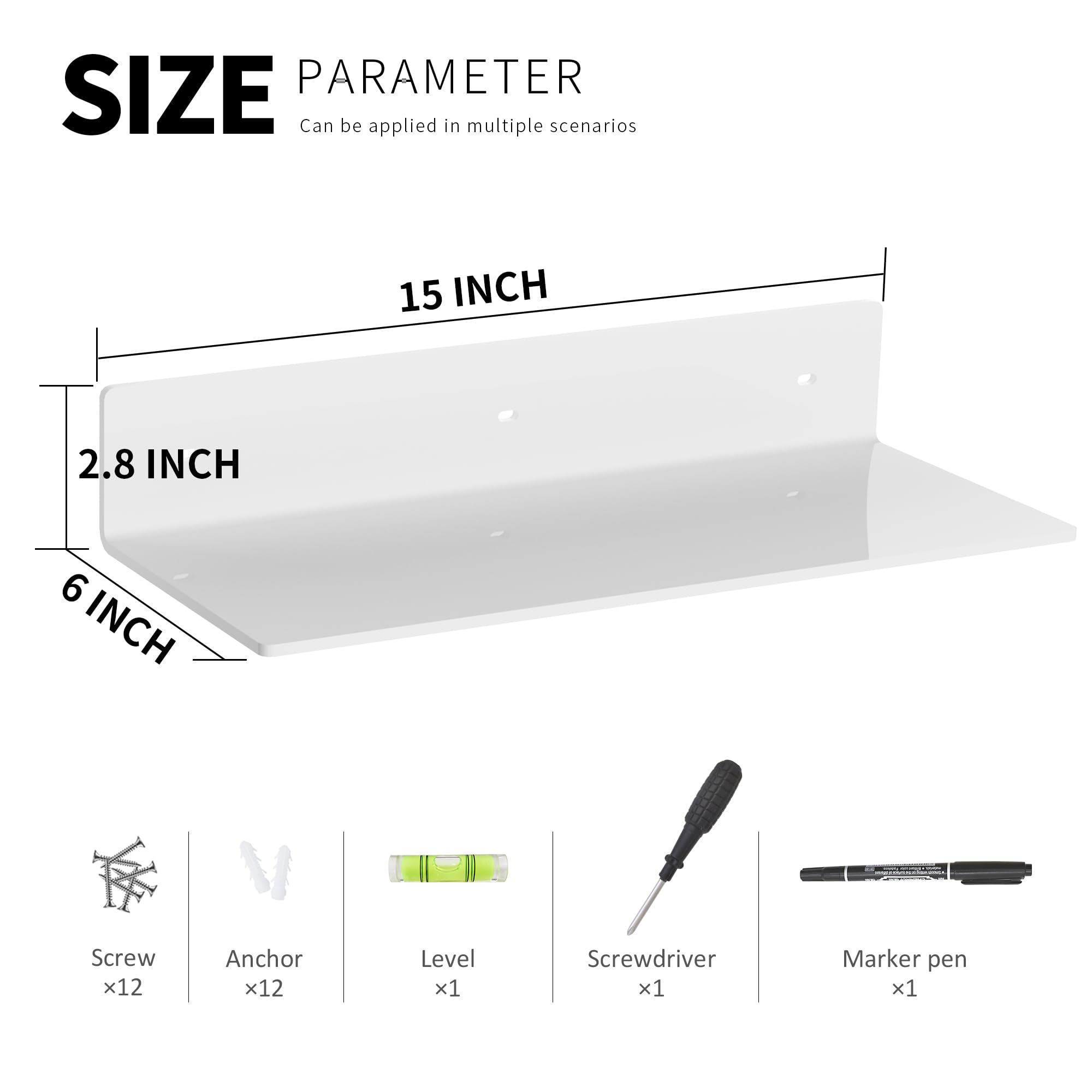 White Acrylic Wall Shelves - Set of 4 -3