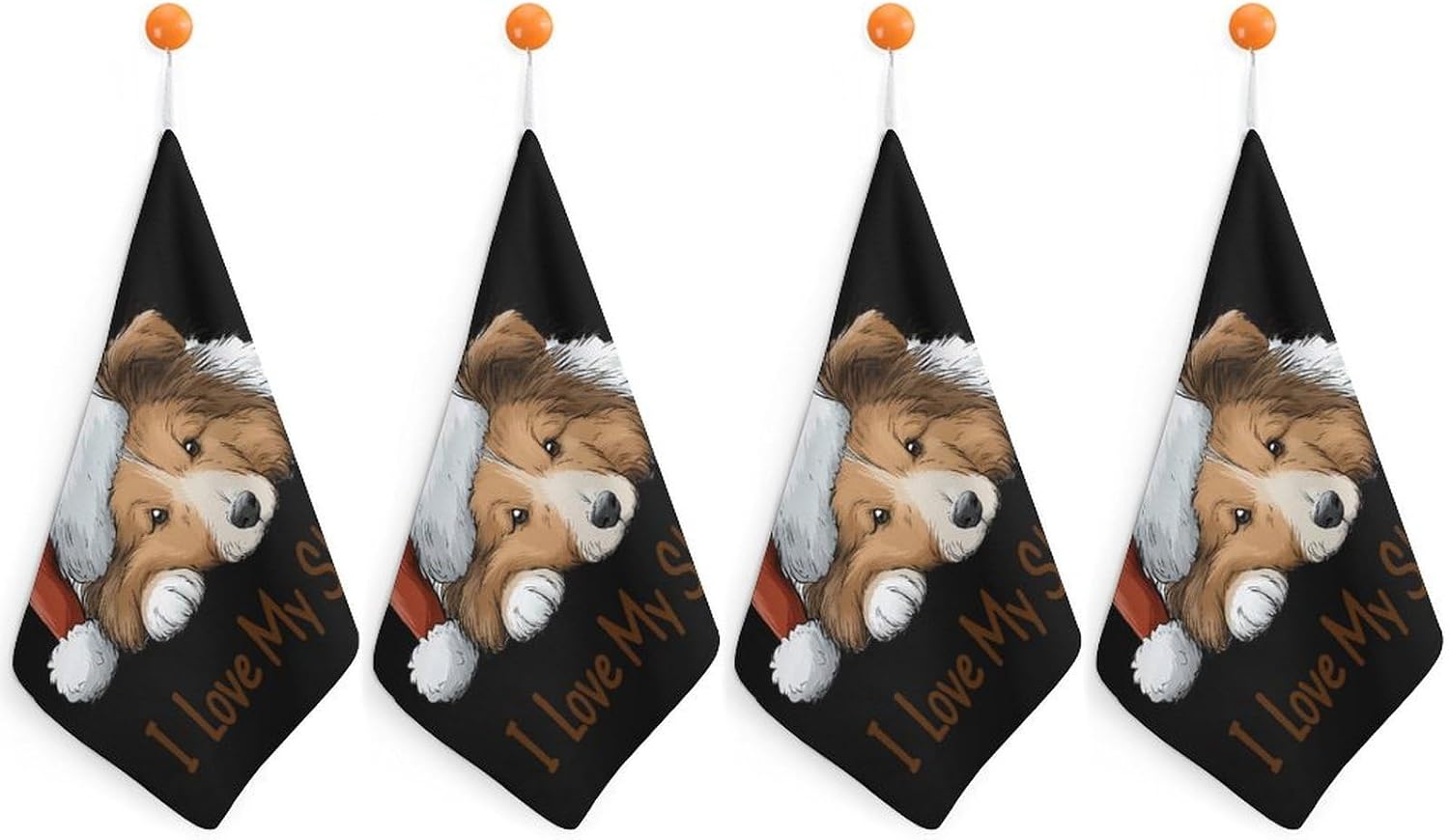 I Love My Sheltie Shetland Sheepdog Hand Towels for Bathroom Handkerchief | Absorbent,with Hanging Loop,Kitchen Towels,for Home Hotel,Soft