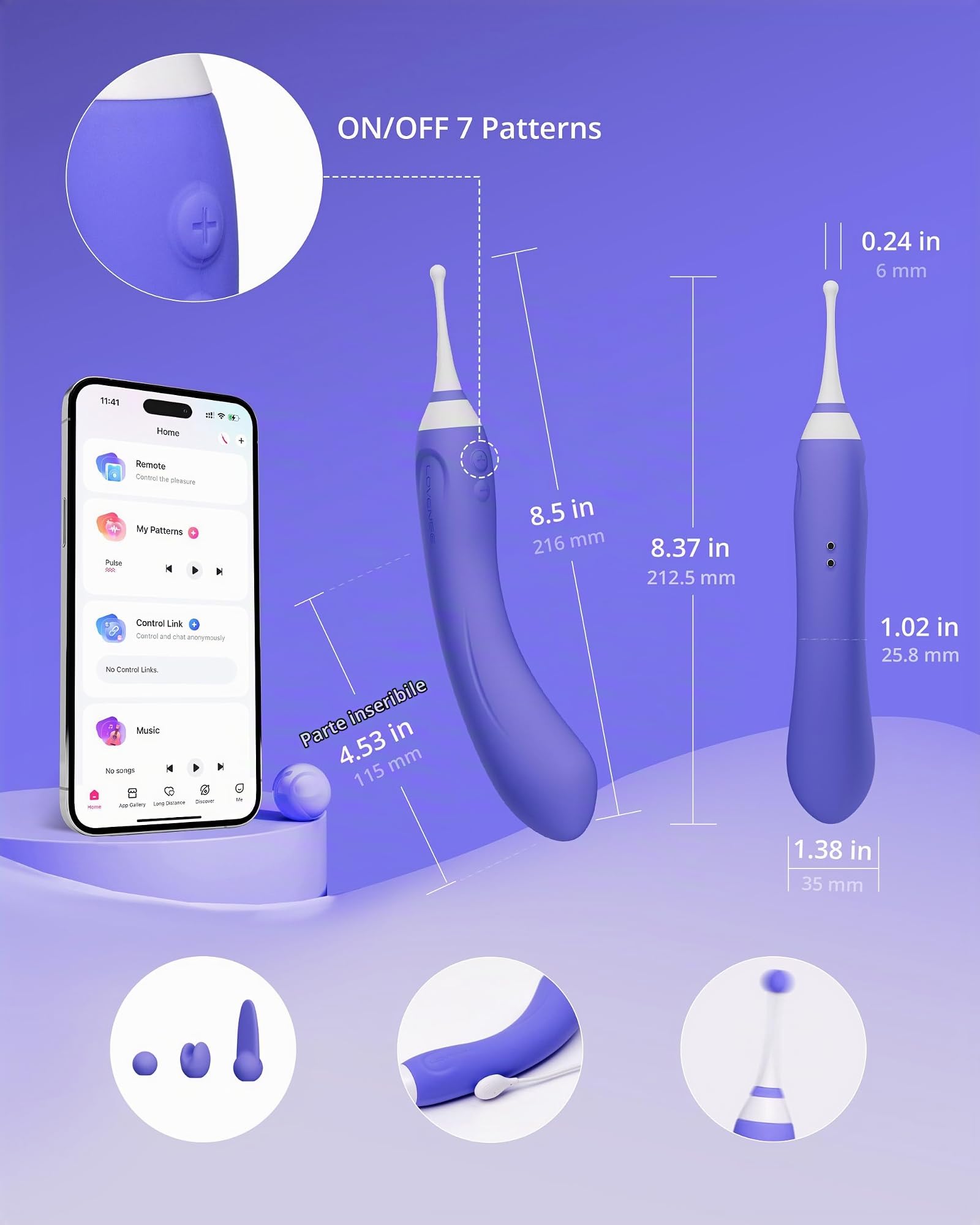 LOVENSE Hyphy Alta Frequenza Vibratore Donna, Potente e Silenzioso | Controllo Remoto Bluetooth a Lunga Distanza con Sincronizzazione Musicale, Partner & App Control