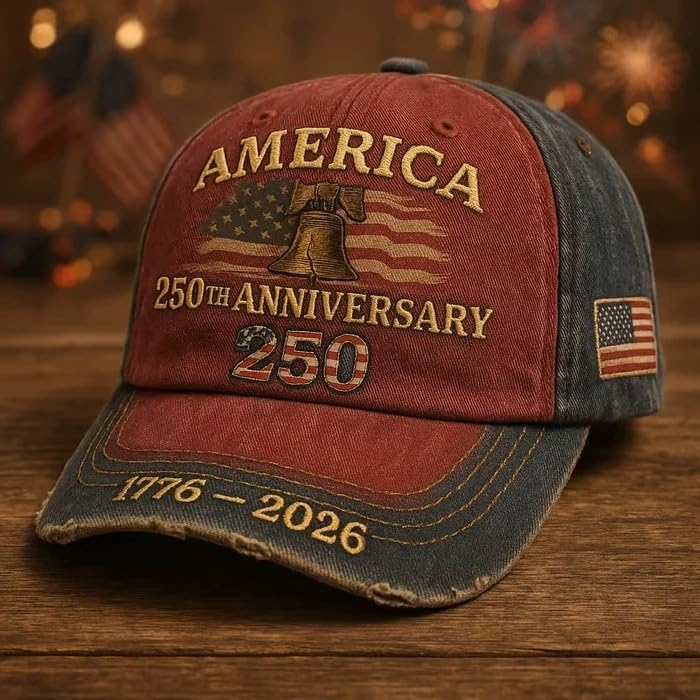 U.S. 250th Anniversary Baseball Cap Adjustable America 250 Anniversary USA Hat Patriotic Veterans Hats - Image 2