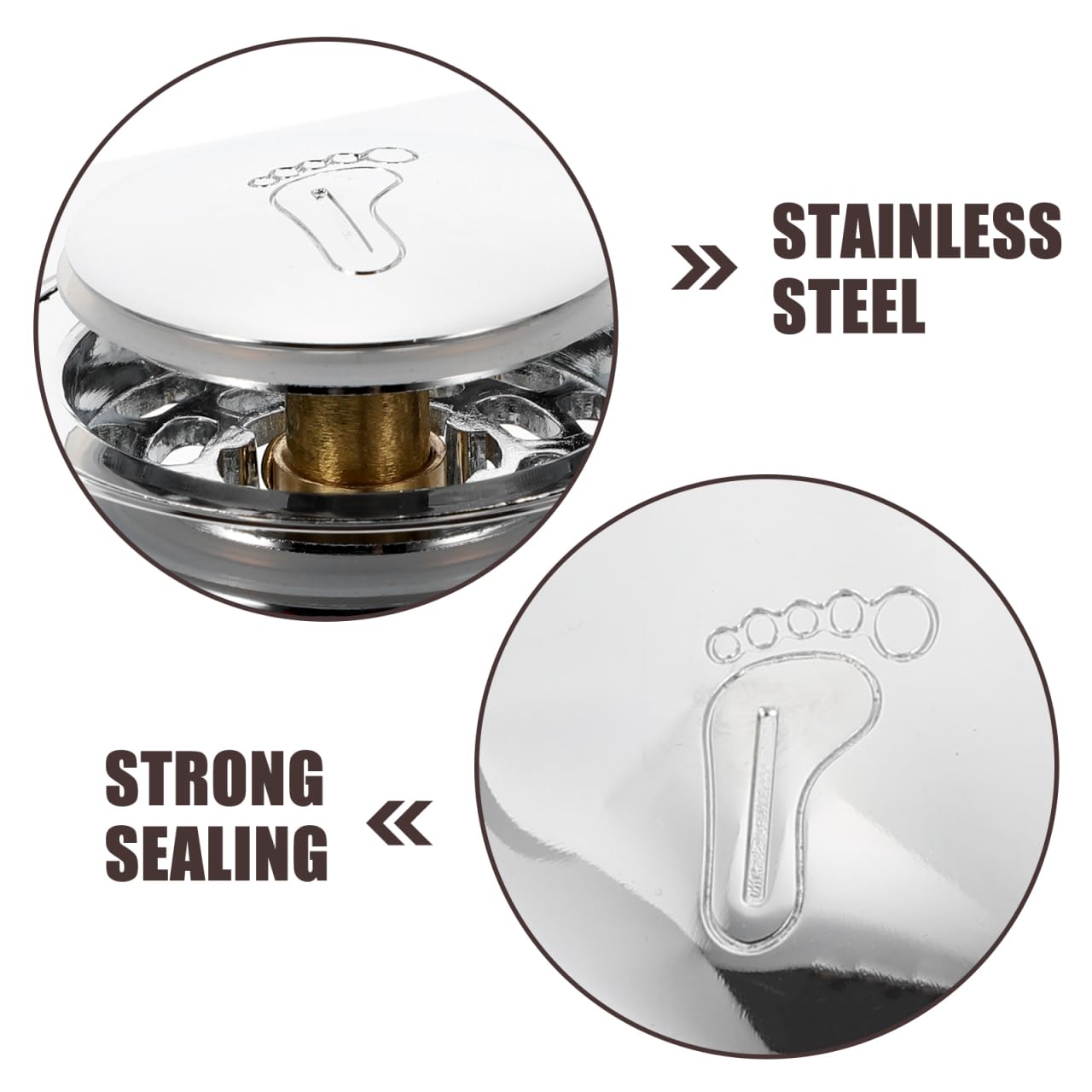 HOMSFOU Bathtub Drain Plug 3.54 Inch Sink Stopper with Hair Filter Panel Step-on Closure for Leak Prevention and Easy Cleaning Bathroom Floor Drain Accessory - Image 4