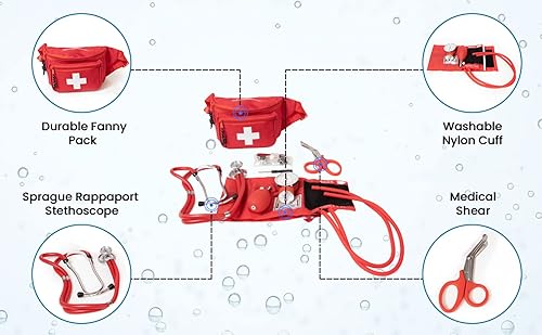 Miniatura 5 de Primacare KB-9181 Kit de presión arterial serie profesional con estetoscopio Sprague Rappaport, riñonera combinada aneroide para emergencias médicas