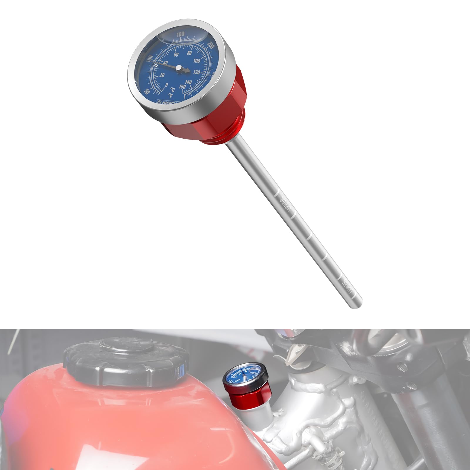 Amazon.com: NICECNC Red Oil Level Gauge Dipstick Temperature
