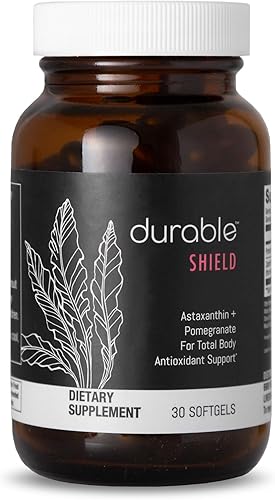 Durable Shield - Cápsulas blandas de astaxantina de 12 mg  Suplementos antioxidantes de triple fuerza para corazón, cerebro, visión, piel y