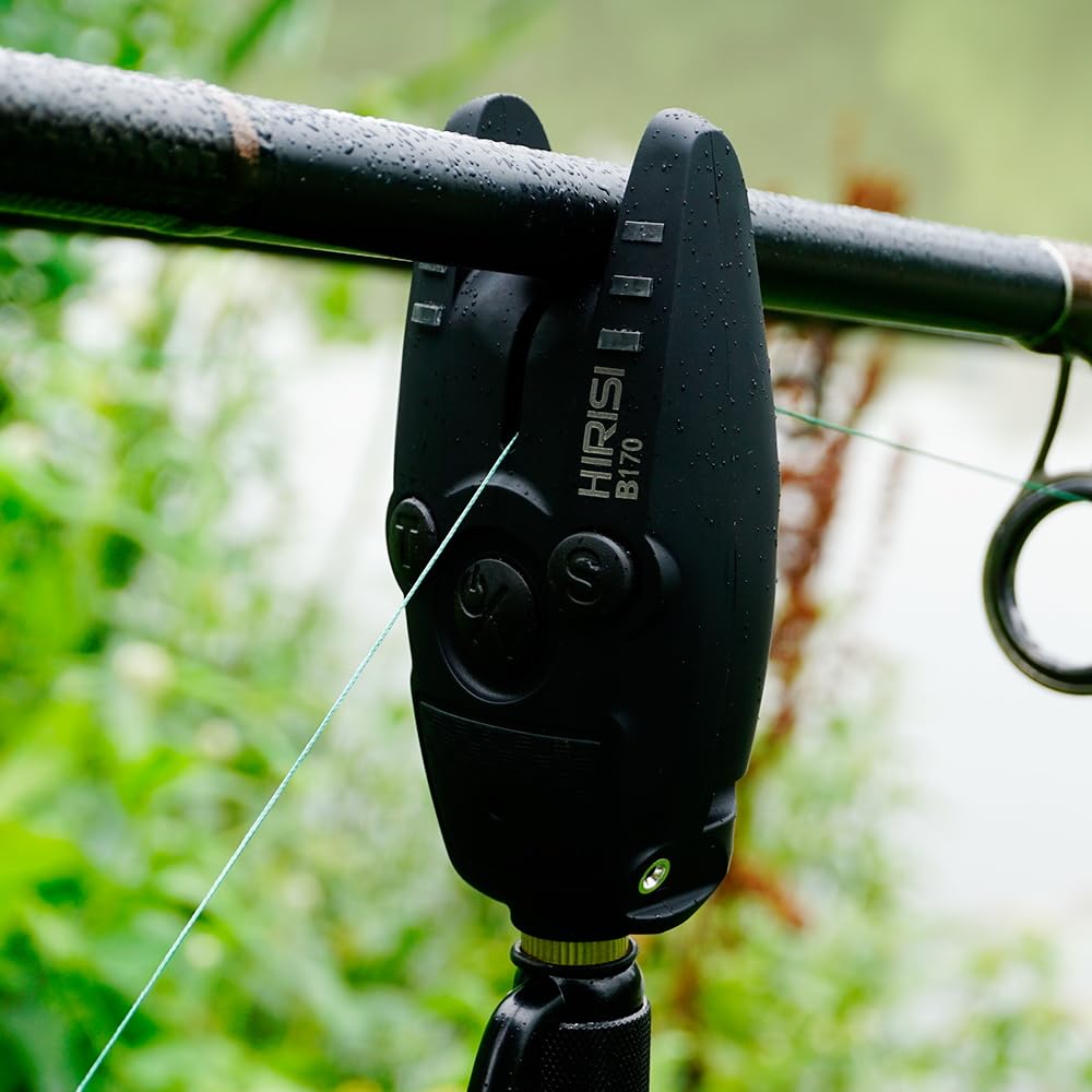 Hirisi Tackle Détecteur de touche pour pêche à la carpe, étanche, 6 LED, volume/hauteur/sensibilité réglable, avec swinger