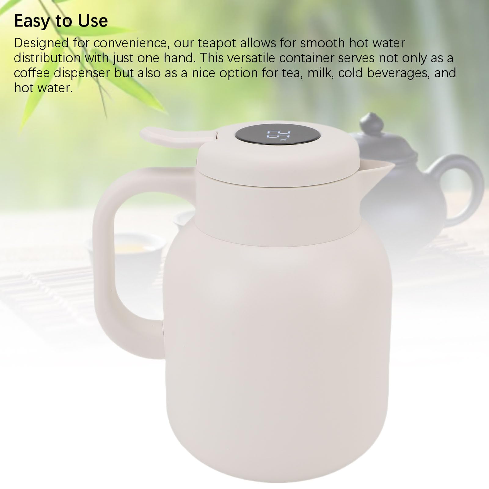 SIXRUN Teiera Isolata, 1500 Ml Caraffa da Caffè in Acciaio Inox a Vuoto con Coperchio Antigoccia per Tè Caffè Latte Acqua e Bevande Calde e Fredde (WHITE)