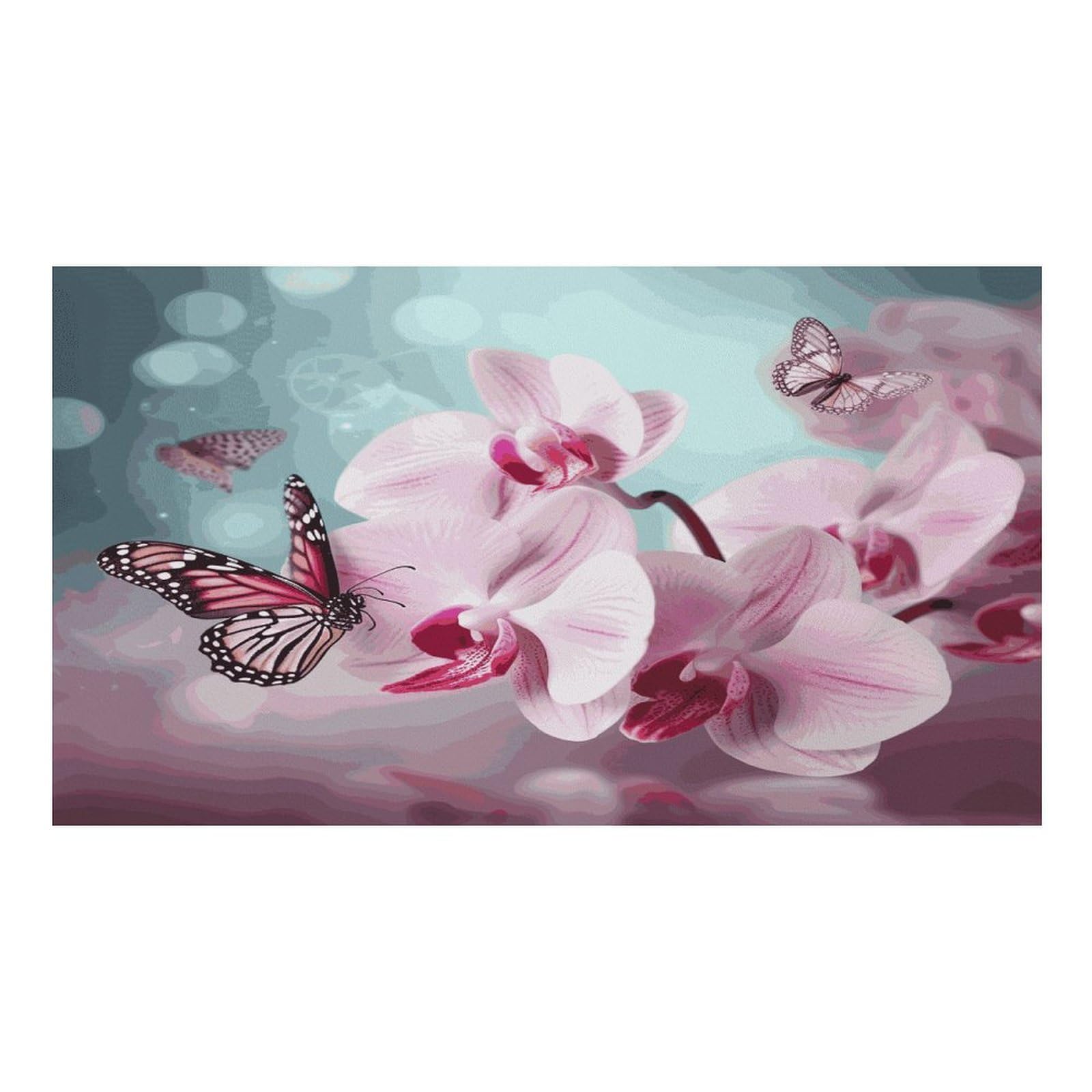 Tapis de nourriture pour chat avec fleur d'orchidée, papillon - Tapis d'alimentation antidérapant - Facile à nettoyer pour la nourriture et l'eau - 43,2 x 76,2 cm