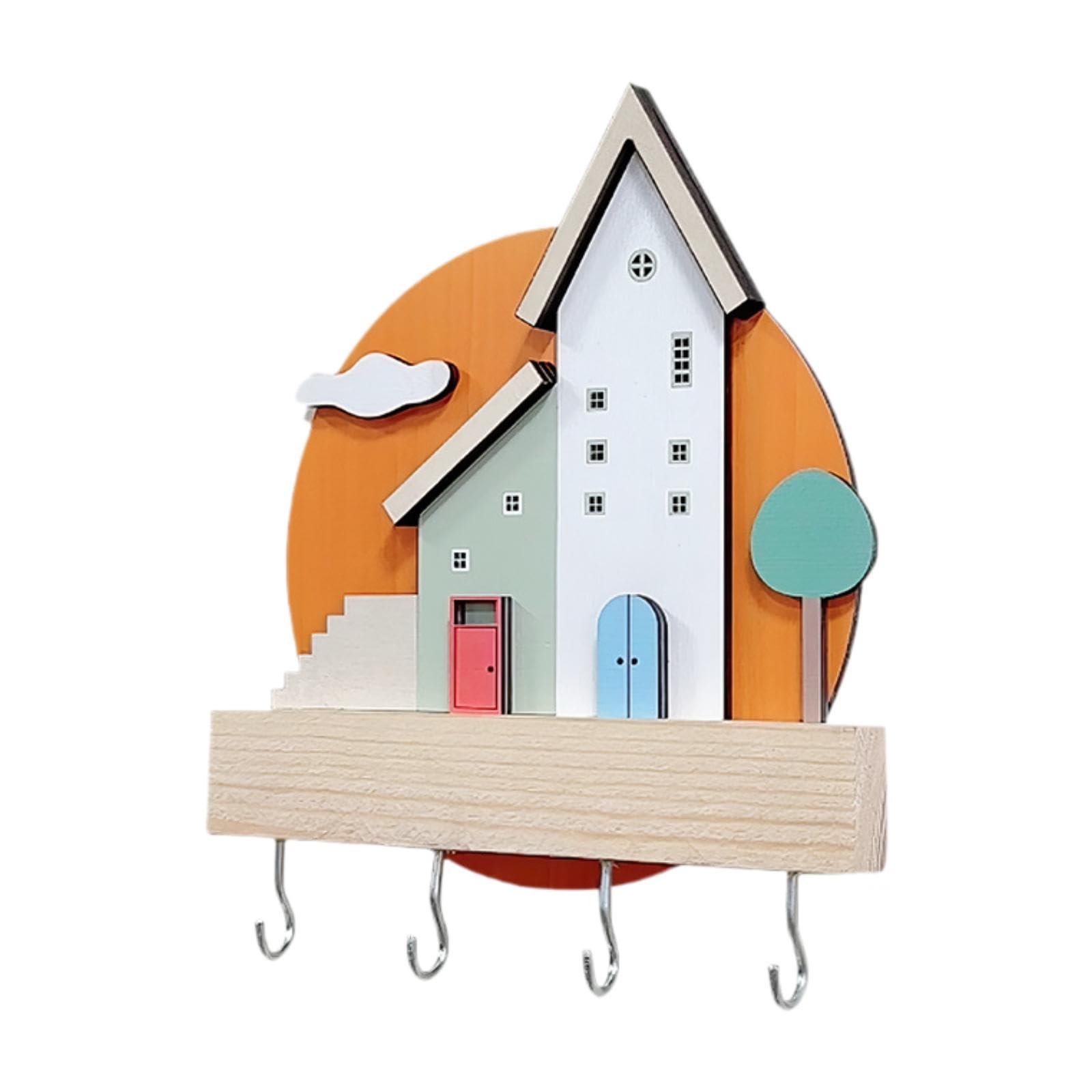 NeaxgeandX Wooden Key Holder Decorative with 4 Hooks Key Hanger for Home Bedroom Office