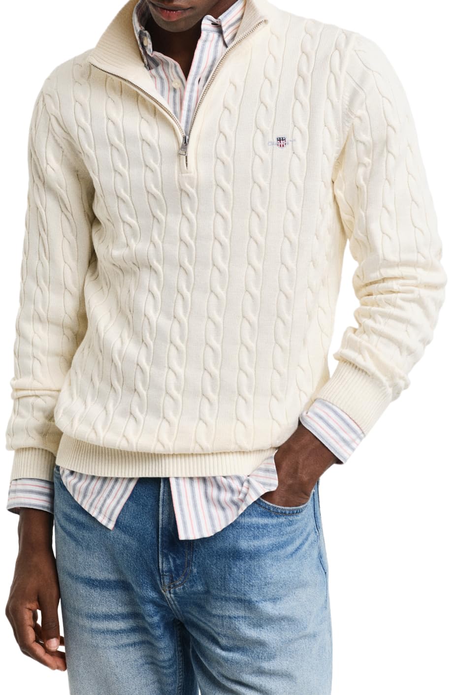 Gant Herren Cotton Cable Half Zip Pullover (1er Pack)