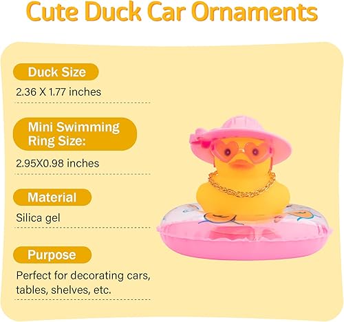 Miniatura 5 de wonuu Decoración de pato de goma para automóvil, adorno para tablero de automóvil, accesorios de decoración de tablero de automóvil, accesorios de