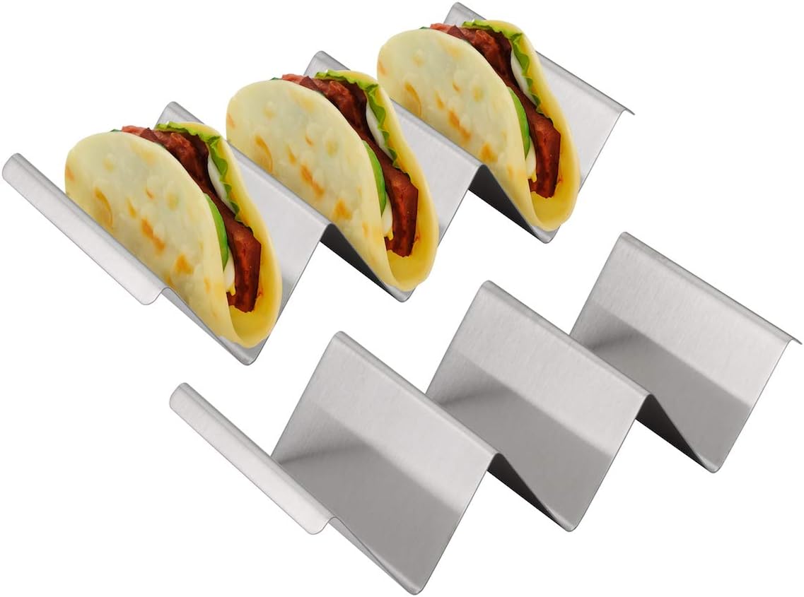 Amazer 2Pack Taco Holder Stand, Large Stainless Steel Taco Rack Hold Hard or Soft