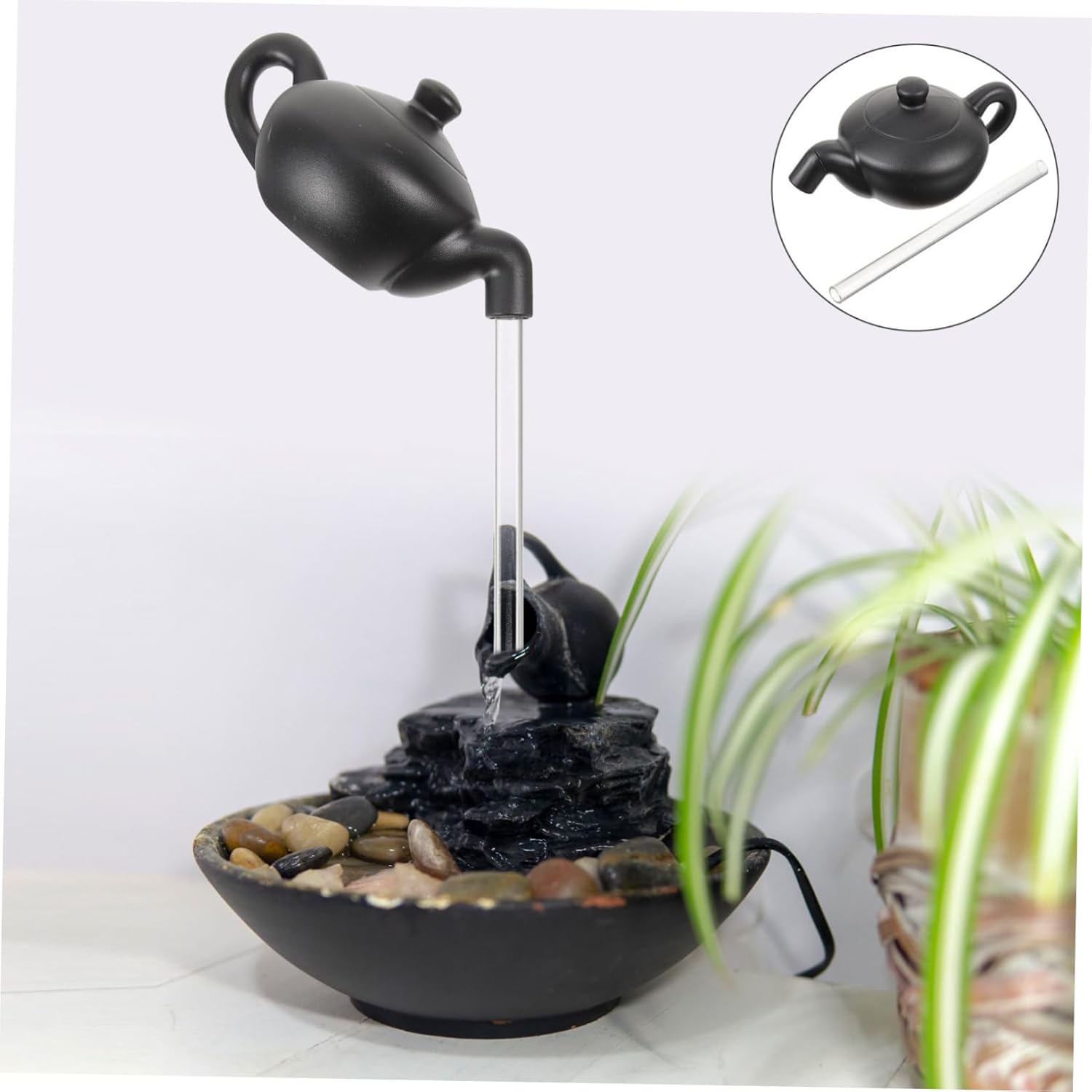 BESPORTBLE 5sets Tabletop Fountain DIY Teapot Tube Waterfall Feature Fengshui Decor Desktop Ornament