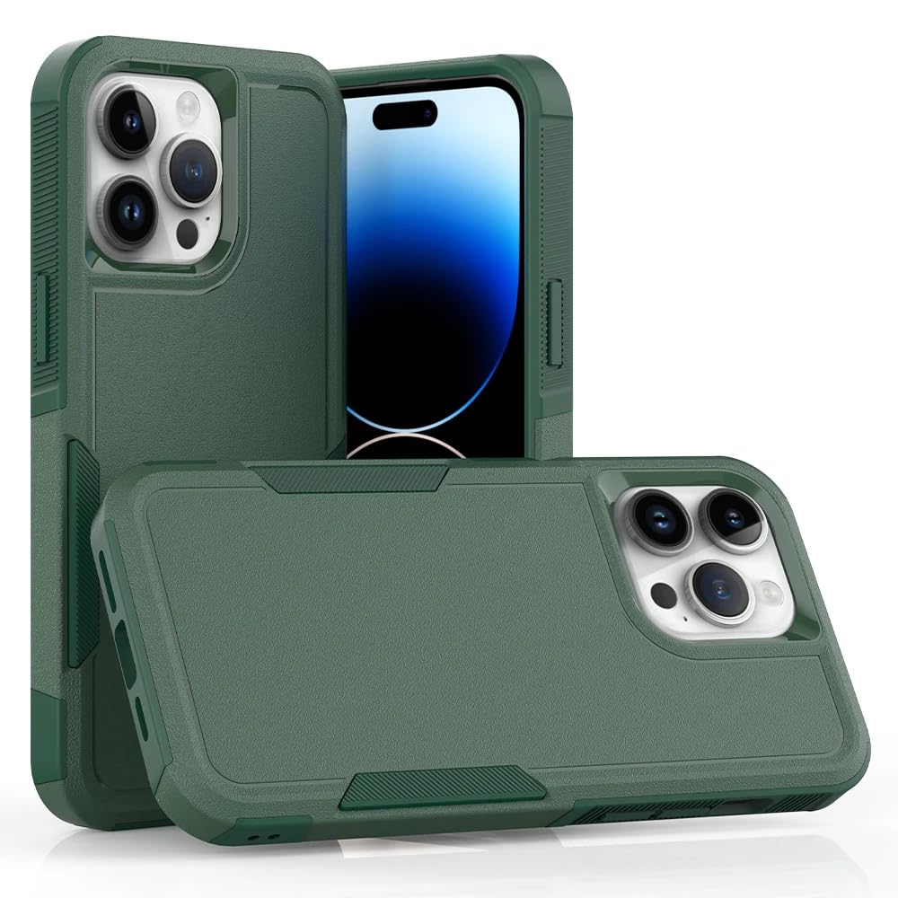 SUSPENX Commuter-Series Case for iPhone 14 Pro Max BLACK, Military Grade Drop Plus 360 Protection, Camera and Screen Extra Edge Protection (Green, iPhone 14 Pro Max)
