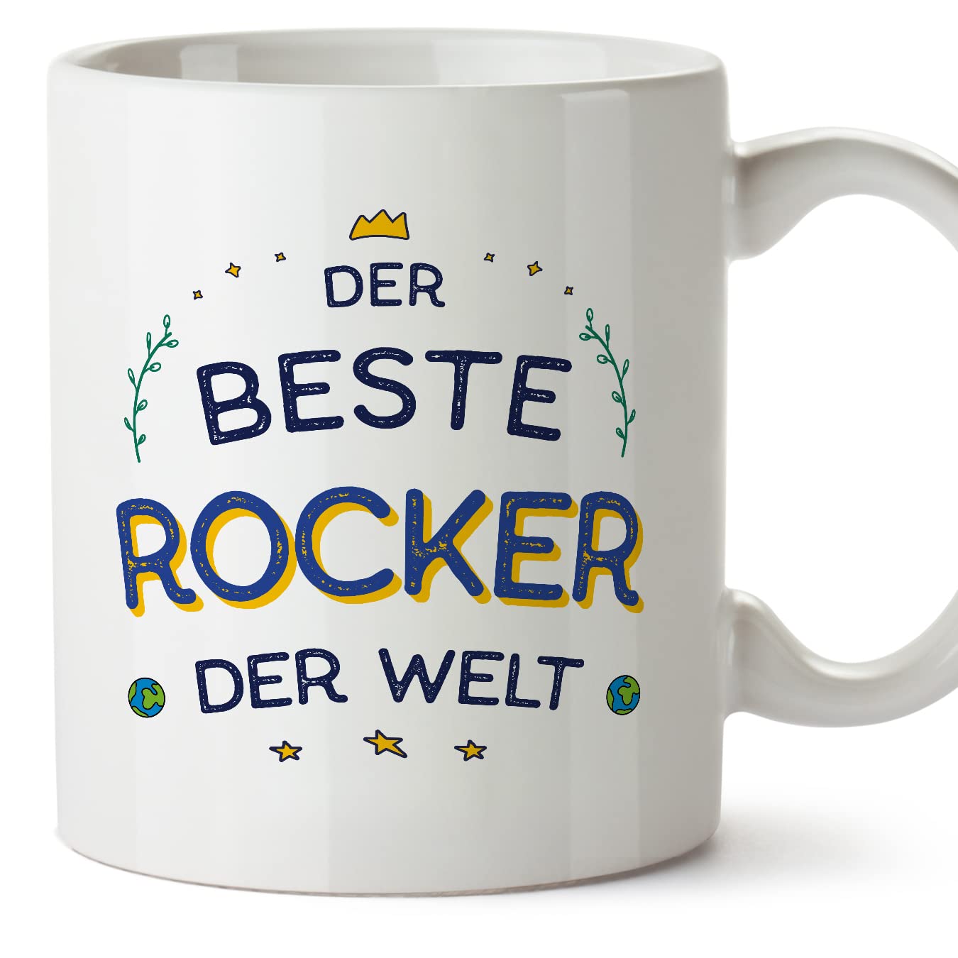 MUGFFINS Rocker Man Mug - in German - Beste der Welt - Funny Gift for Colleagues - Ceramic 11oz Mug