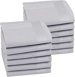 Pañuelos de tela para hombre, de color liso, de algodón puro 60S, para uso diario, boda, 40 x 40 cm, 6/12 unidades, Hellgrau