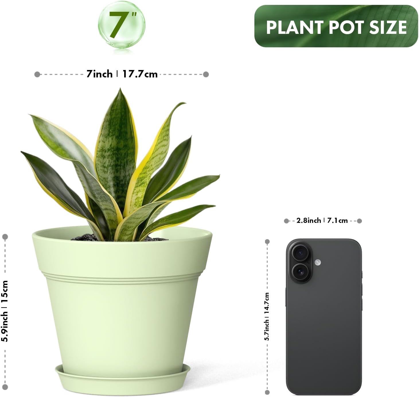 WSMKSZ 7 Inch Thick Plastic Plant Pots with Drainage Holes and Trays – 6 Pack Nursery Pots for Indoor & Outdoor House Plants, Seedling Starter Planters for Garden Flowers, Colorful