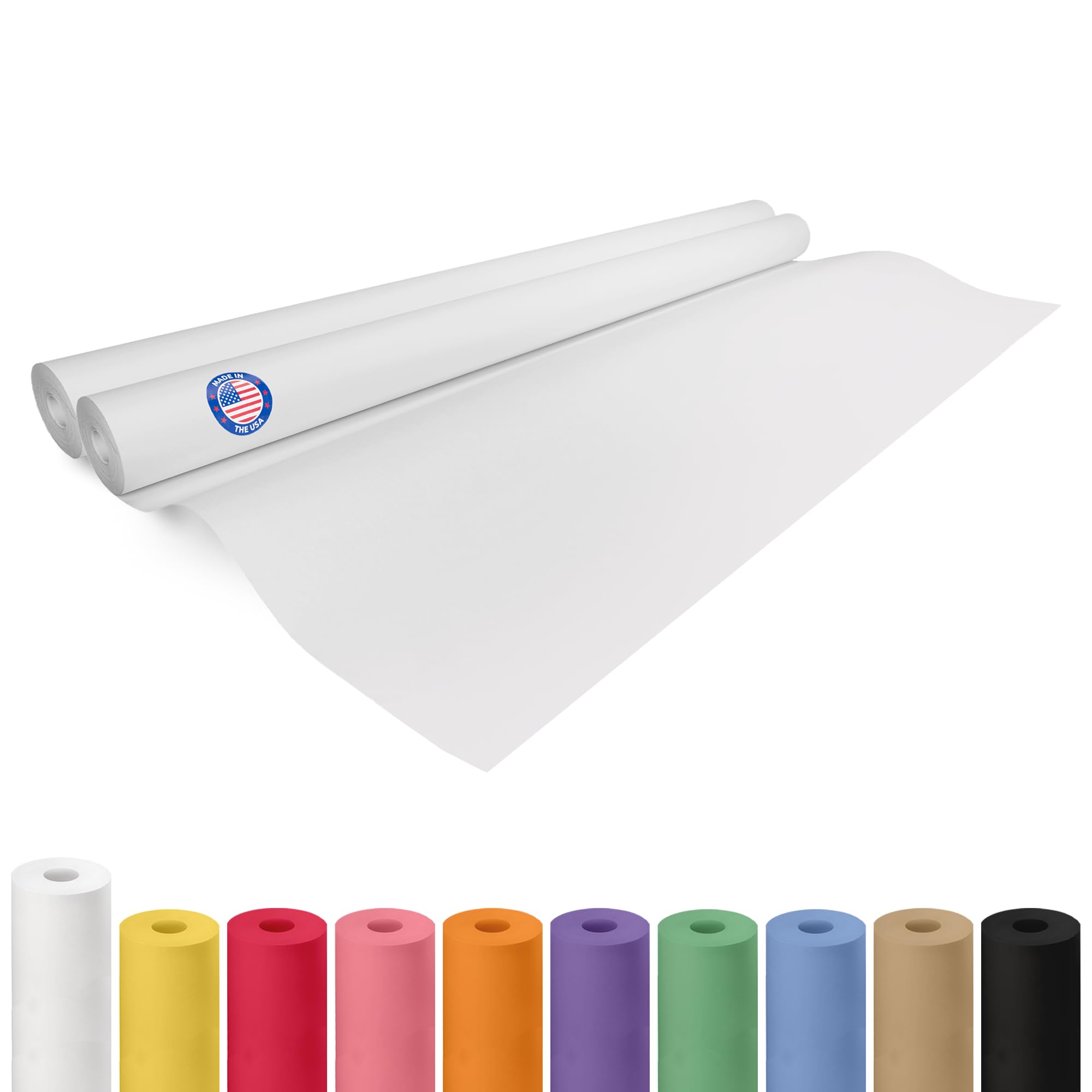 Weiße Papierrollen, 121,9 x 5,486,4 cm, 2 Stück, in den USA hergestelltes weißes Kraftpapier, 22,7 kg Dicke für Verpackung, Versand, Handwerk/Kunst, 100 % recycelbares natürliches Wickelmaterial IDL